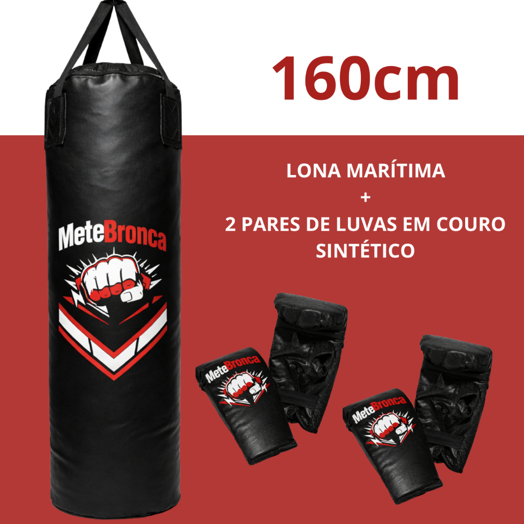Saco de Pancada 160cm Boxe Muay Thai + 2 pares de 