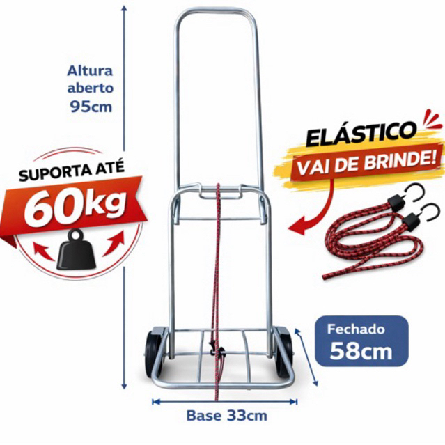 Carrinho de Carga Dobrável Portátil Multiuso Com