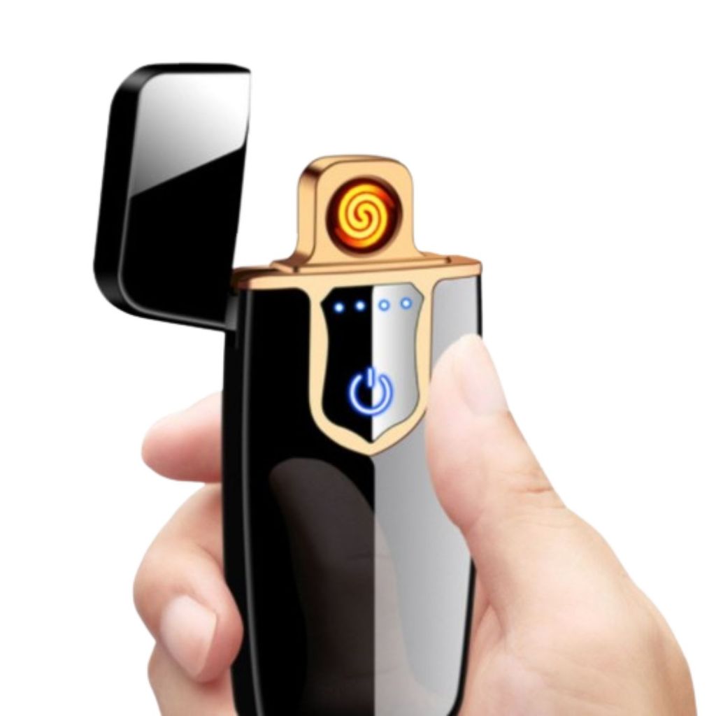 Isqueiro Preto Usb Recarregável Eletrônico Recha