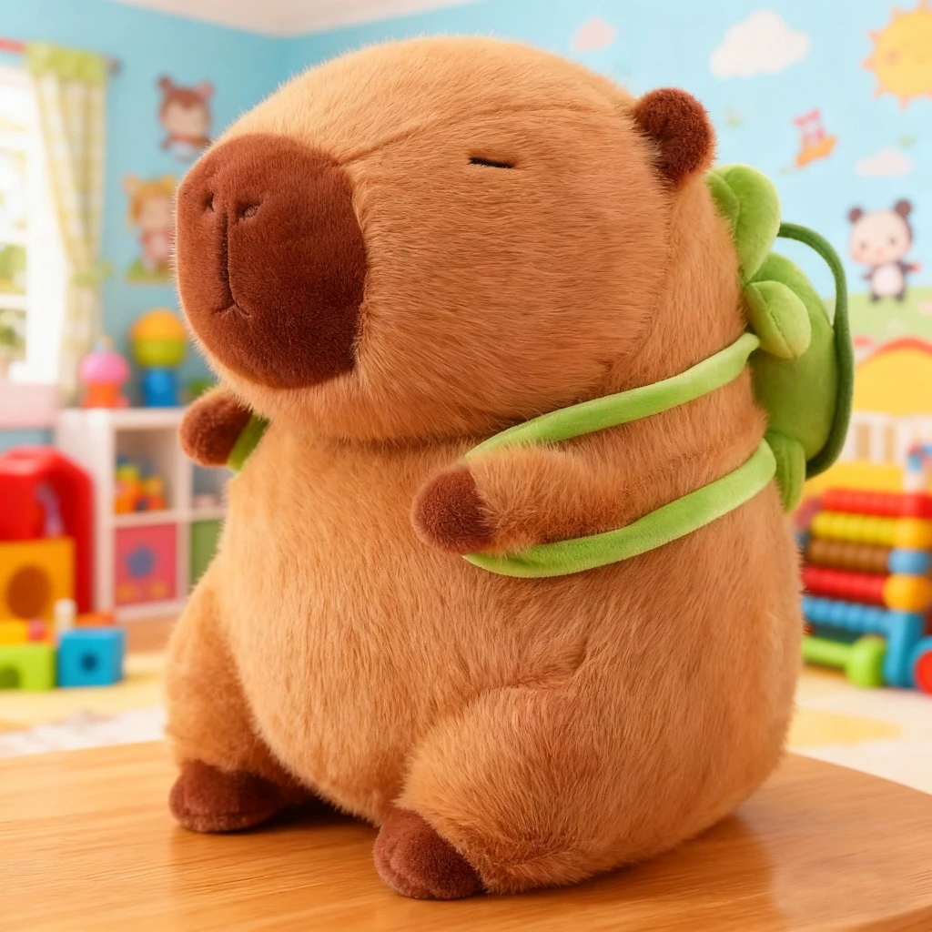 Capivara de Pelúcia 30cm com Tartaruga Kawaii Sup