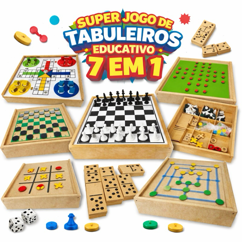 Jogo Tabuleiro Educativo Madeira Clássicos Xadrez