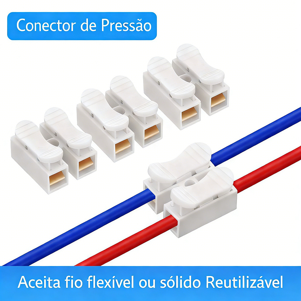 Kit 20/40/60/80/100 Conector De Pressão 2 Via Par