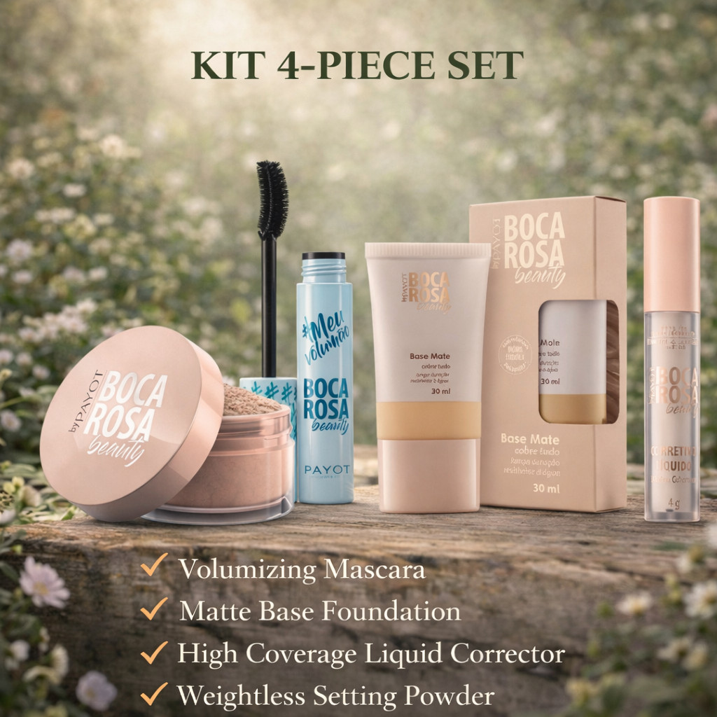 Kit 4 Peças Boca Rosa Base Pó Solto Mármore Má