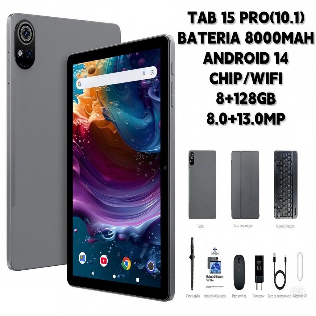 Tablet 15 PRO Wifi com chip 10.1 8000mah Android 1