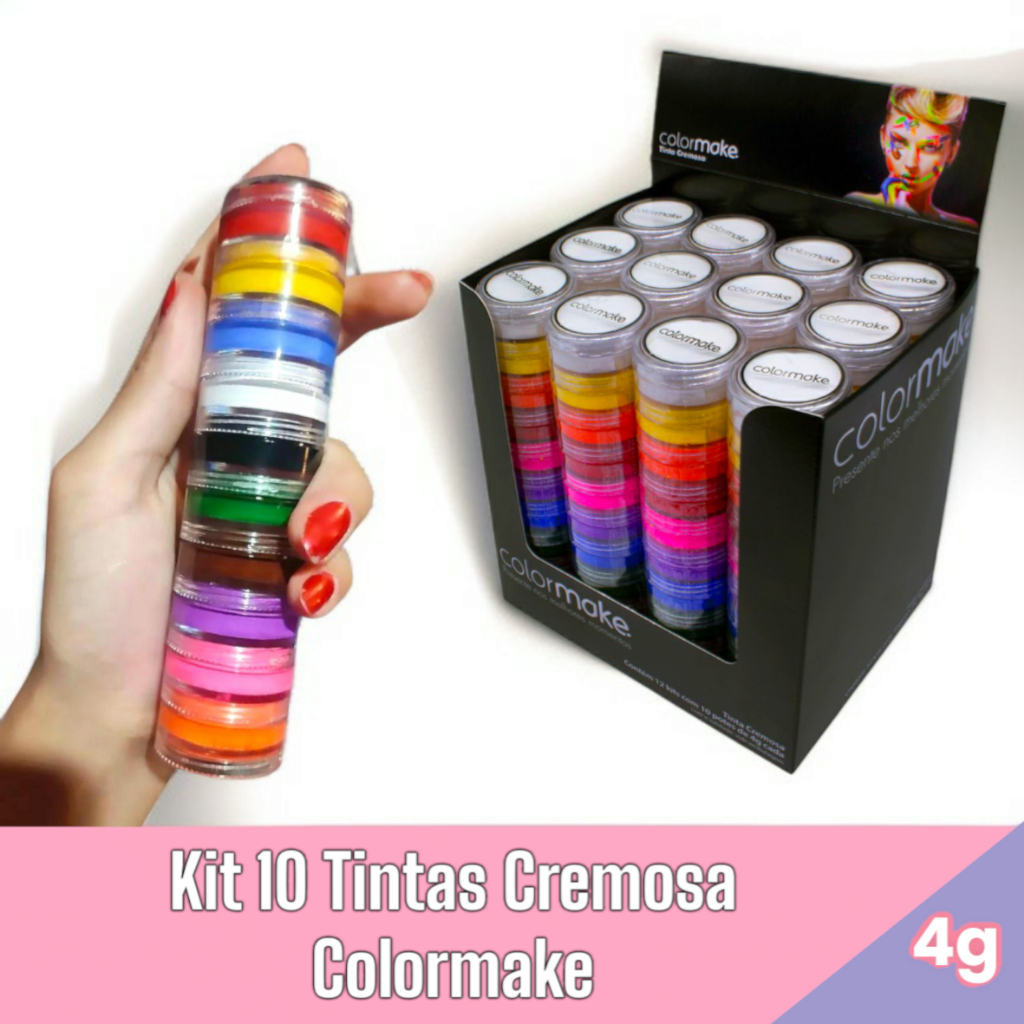 Tinta Facial Cremosa Colormake Torre com 10 Cores 