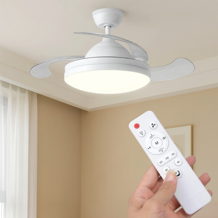 Ventilador De Teto Retratil Lâmpada 3 Cores E27 S