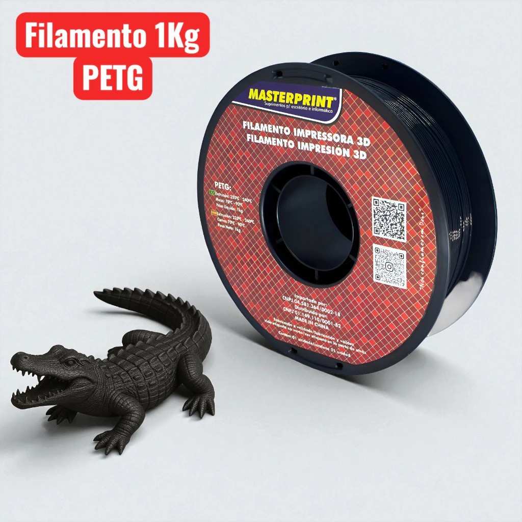 Filamento PETG Preto 1,75mm 1kg Masterprint para I