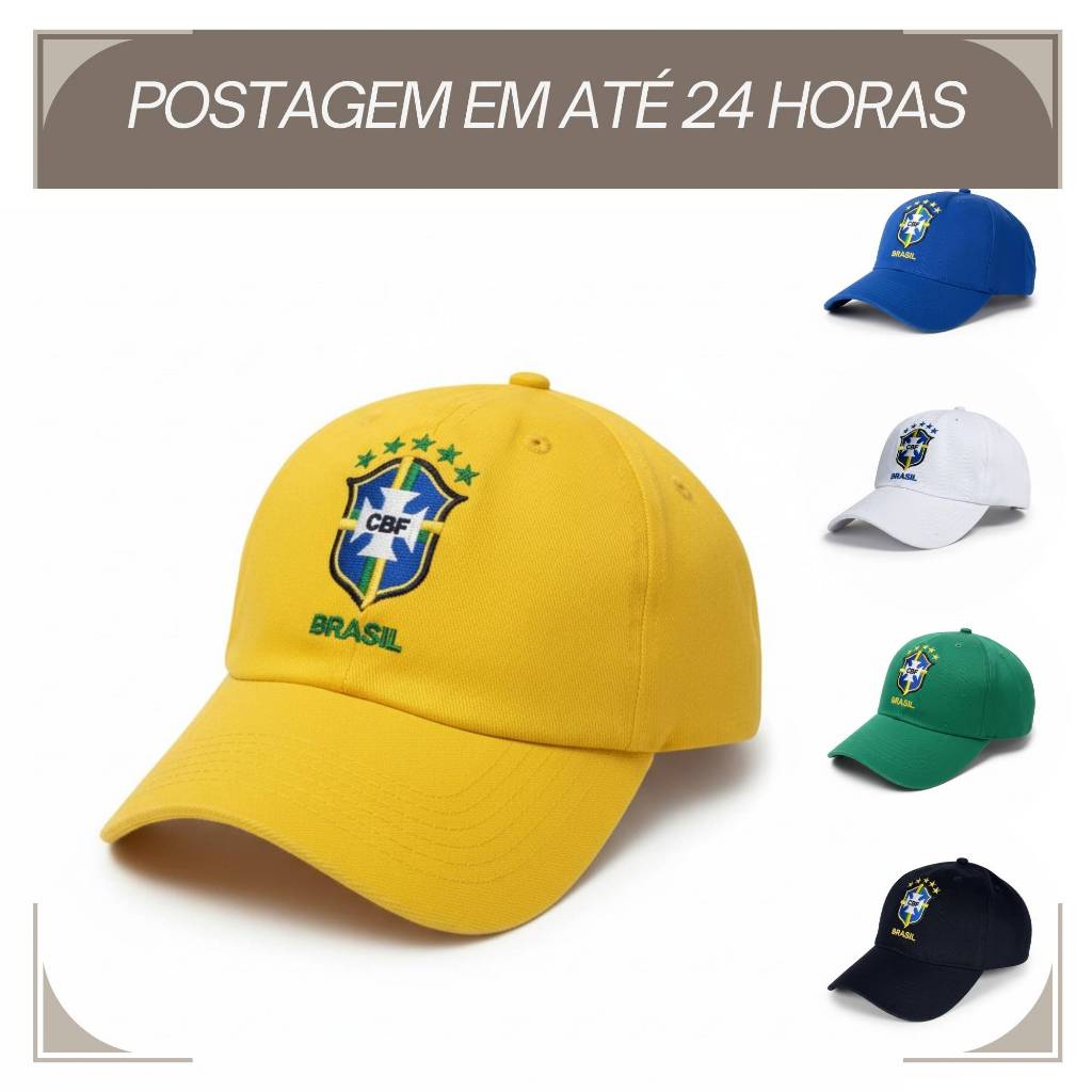 Boné BRASIL Brasão Bordado Aba Curva Ajustável 