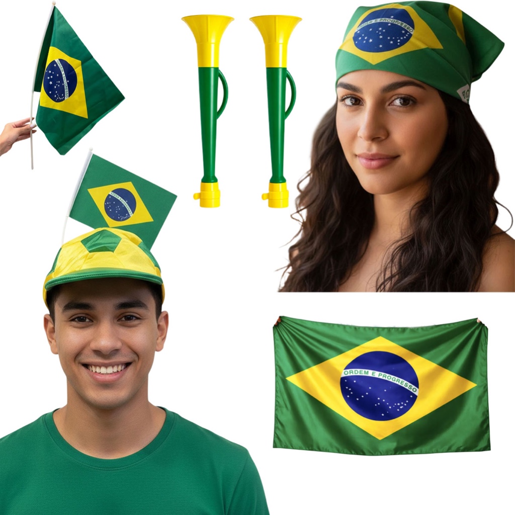 kit torcedor brasil 6 peças brasil copa do mundo