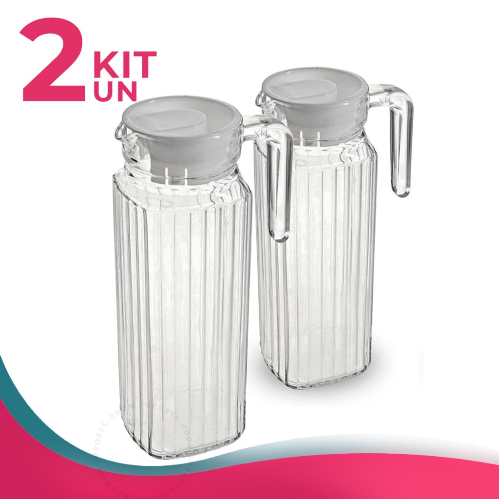 Jarras de Vidro Suíça 1 Litro com Tampa Transpar