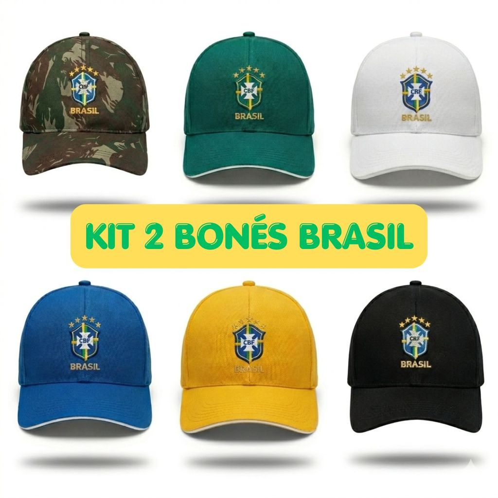 Kit 2 Bonés Seleção Brasil Copa do Mundo Futebo