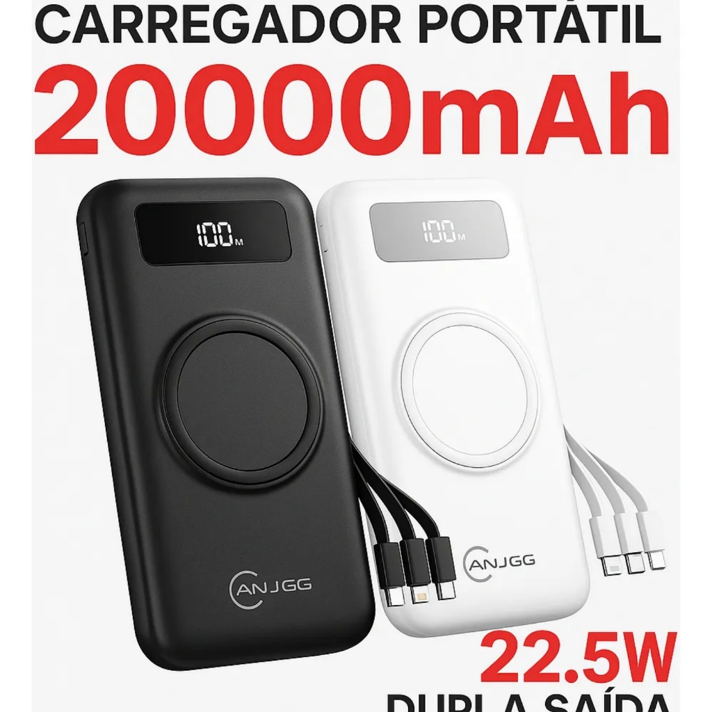 Carregador Portátil Sem Fio Por Indução PowerBa
