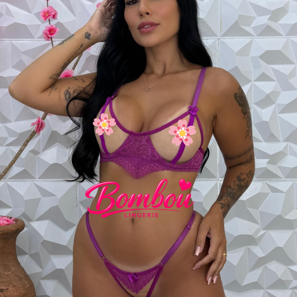 Conjunto Lingerie Feminina Íntimo Renda Sem Bojo 