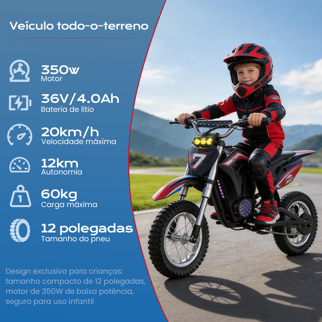 Moto Elétrica Infantil Dirt Bike 350W 36V –