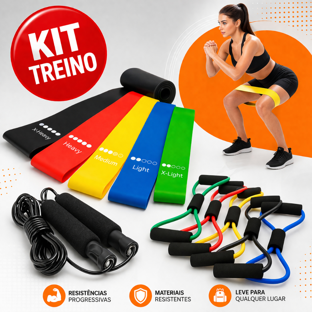 Kit Treine Em Casa Completo Elástico Extensor Cro
