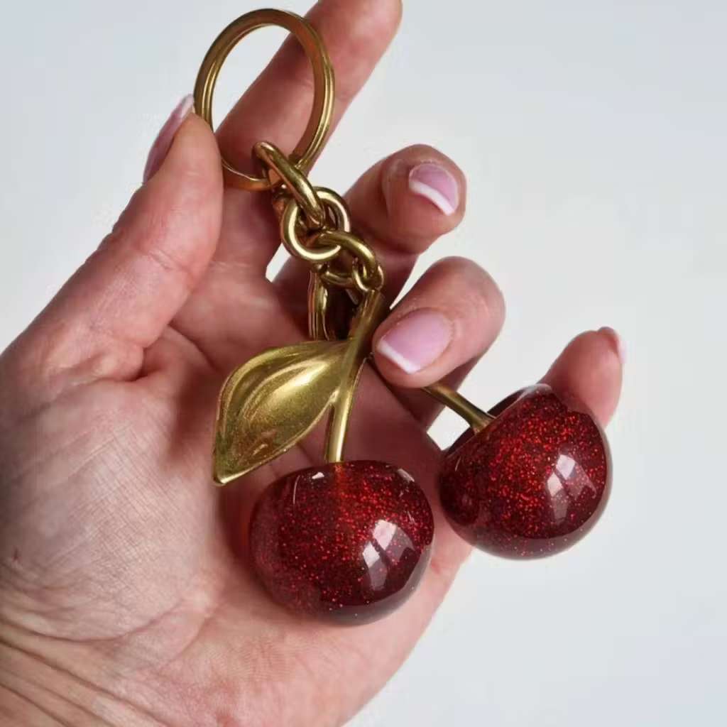 Chaveiro De Cristal Cereja Pingente Criativo Saco 