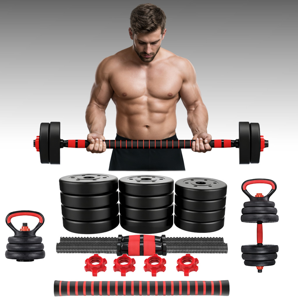 Kit Halteres 6 Em 1 Musculação Funcional Barra