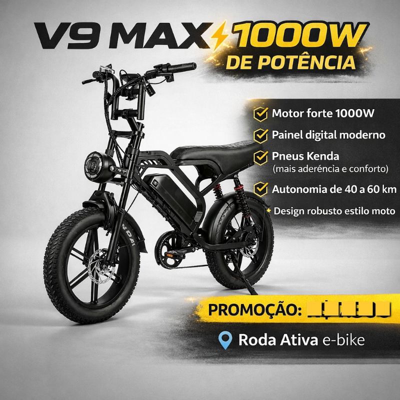 Bicicleta Elétrica – V9 Max – 1000W &
