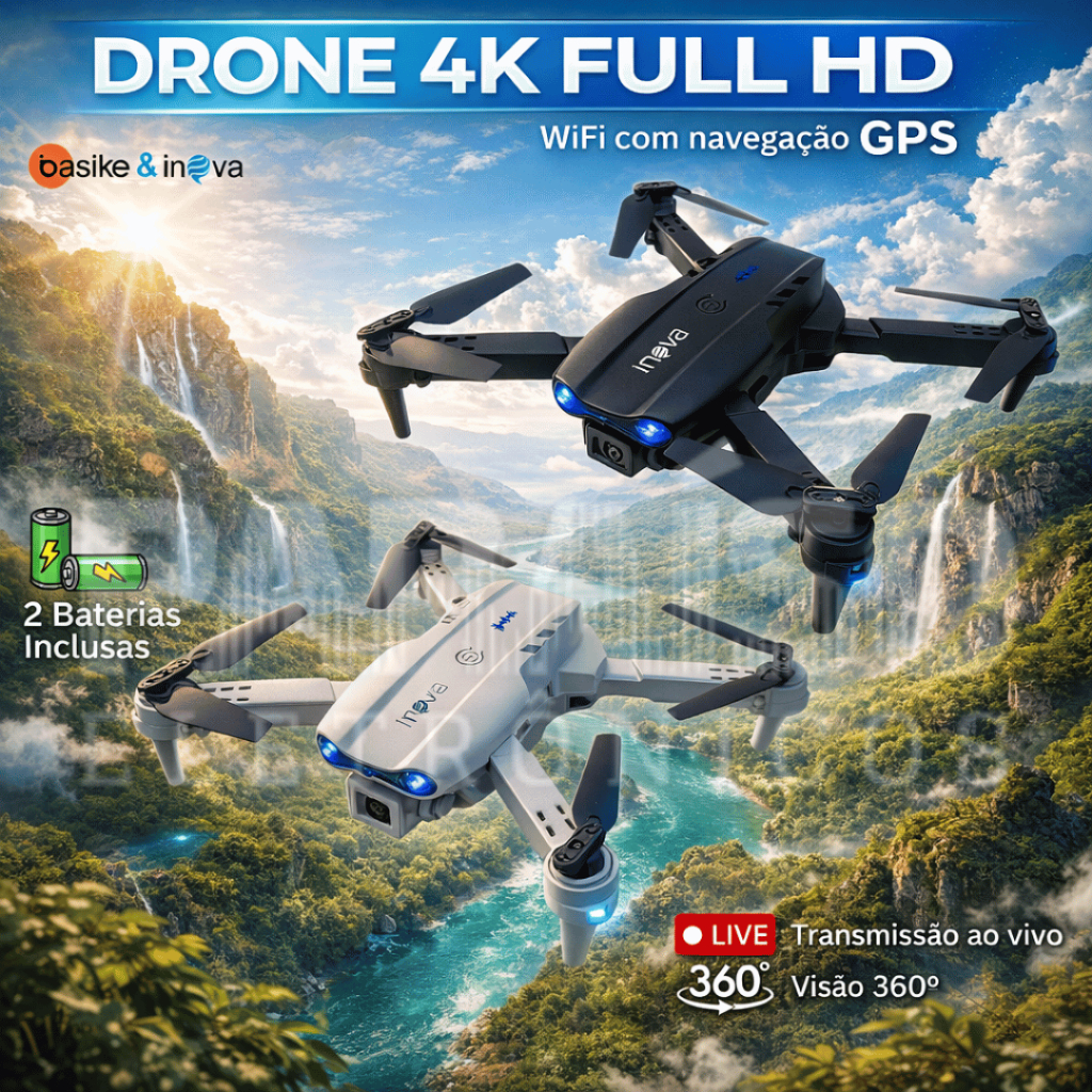 Drone com Câmera GPS 360. AIRCRAFT Inova Full HD 