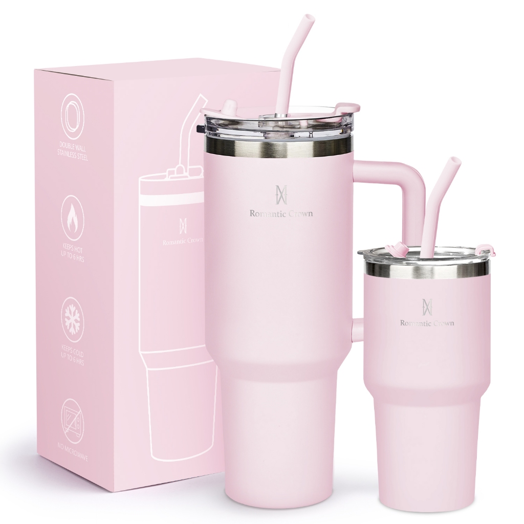 ROMANTIC CROWN Kit 2 Copo Térmico Inox 1200ml/600