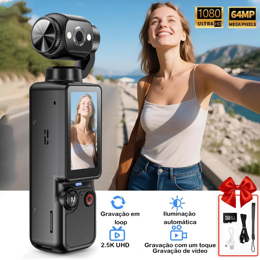 BML Câmera Esportiva 1080P Rotação de 180° | V