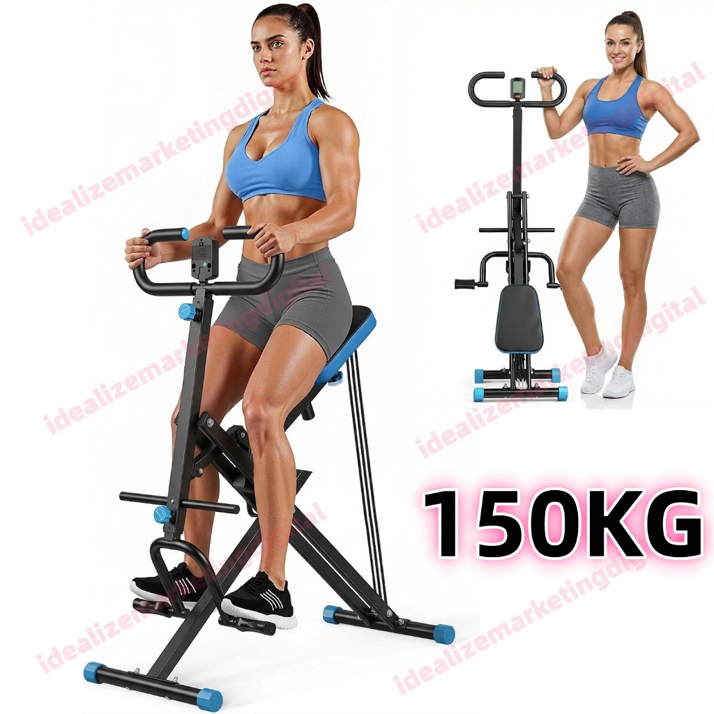 Máquina 2 Em 1 Remo Agachamento Dobrável C/monit