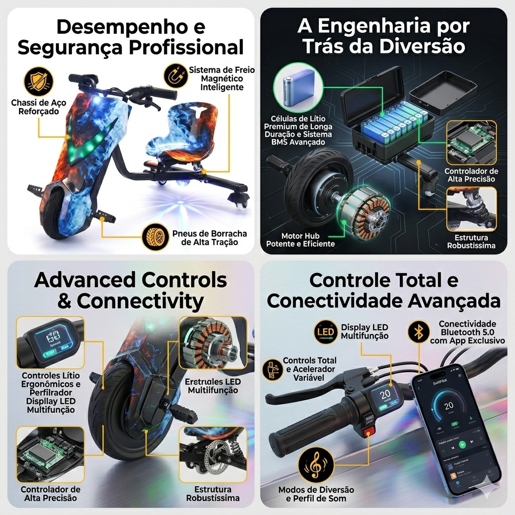 Triciclo Elétrico Infantil Drift 360 com Bluetoot