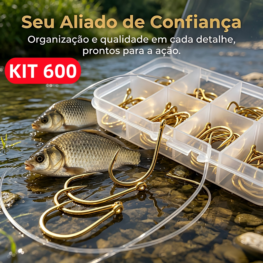 Kit Pesca: 600 Anzóis Chinu nos Tamanhos 3 ao 12 