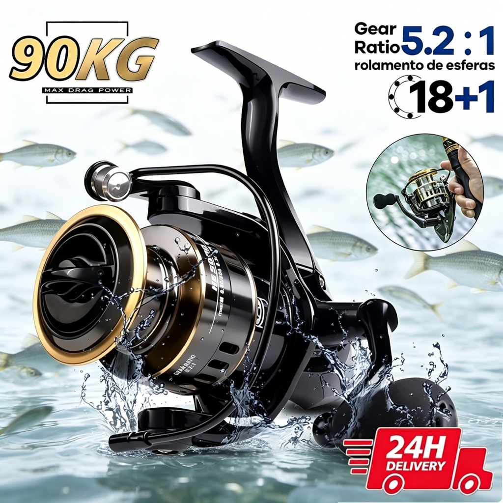 Molinete De Pesca De Metal EVA Max Arraste 10kg Ca