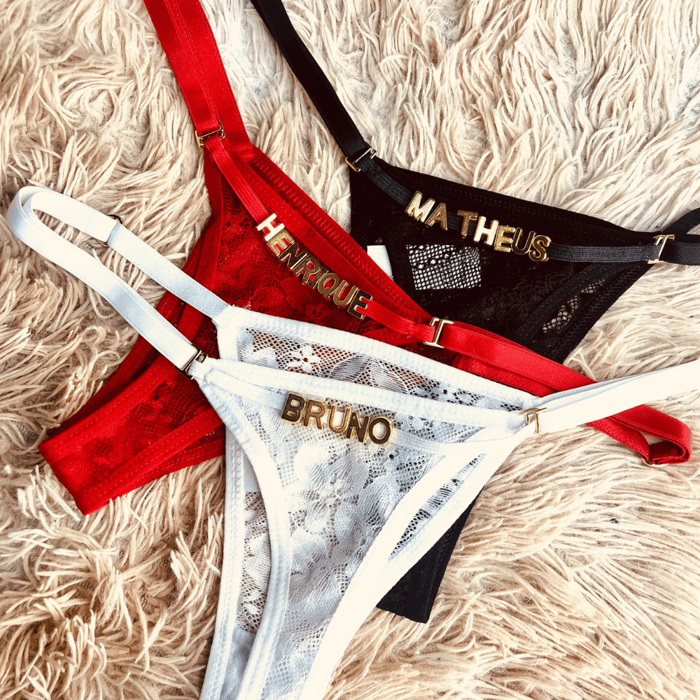 Calcinha Ajustável com Nome/Frase ou Letras Perso