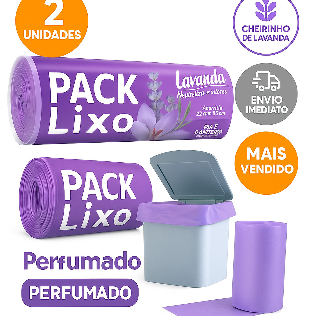 Kit Saco de lixo Perfumado lavanda Pia e Banheiro 