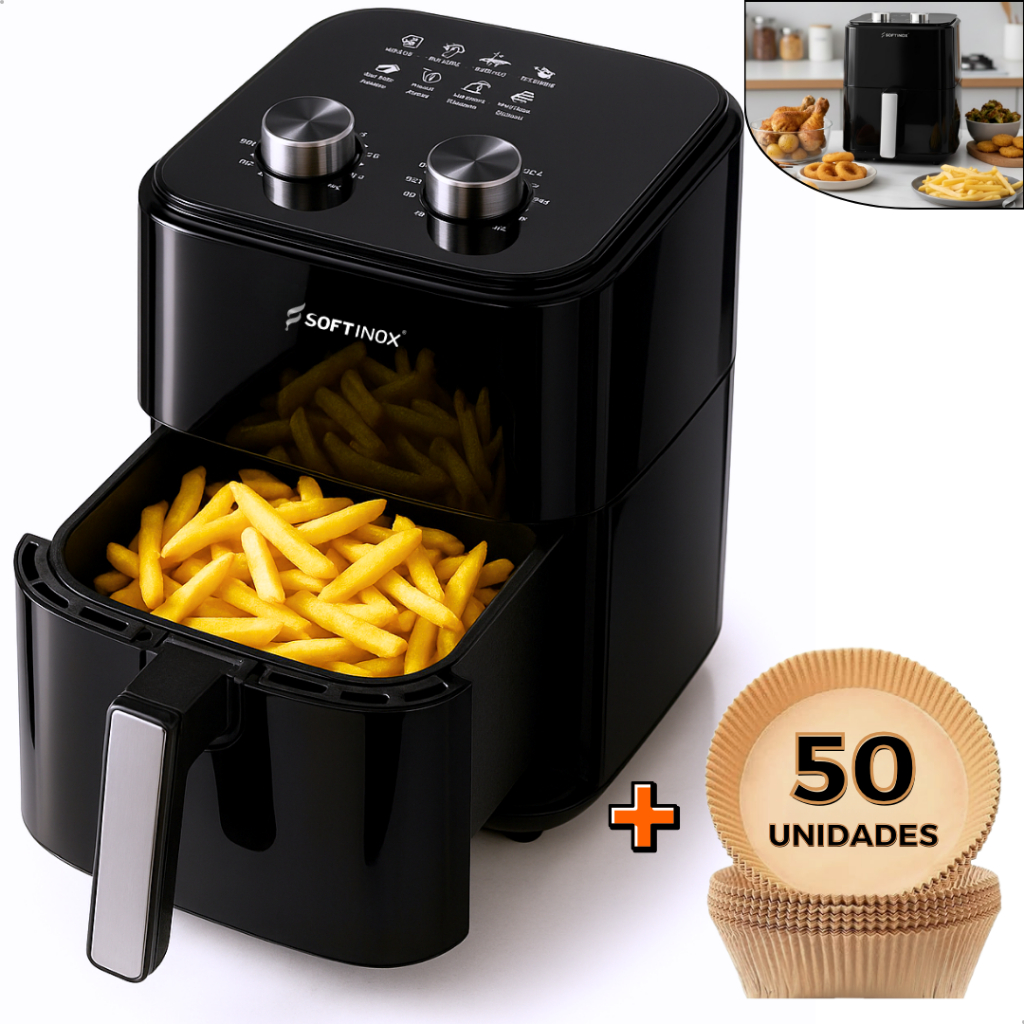 Air Fryer 4.2L 1400W Timer Antiaderente Sem Óleo 