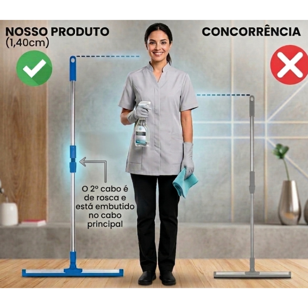 Rodo Cabo Longo 1,45cm Silicone Premium para Box e