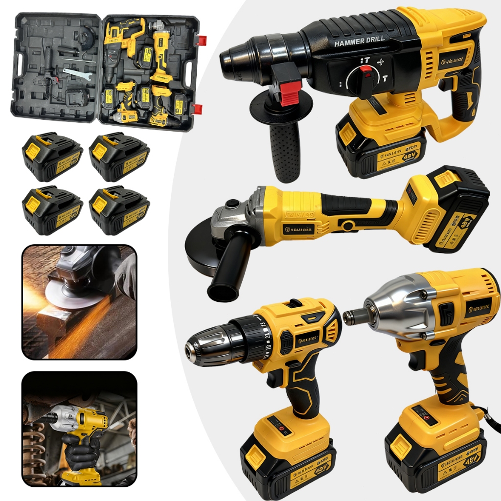 Conjunto de ferramentas 4 em 1: Furadeira de impac