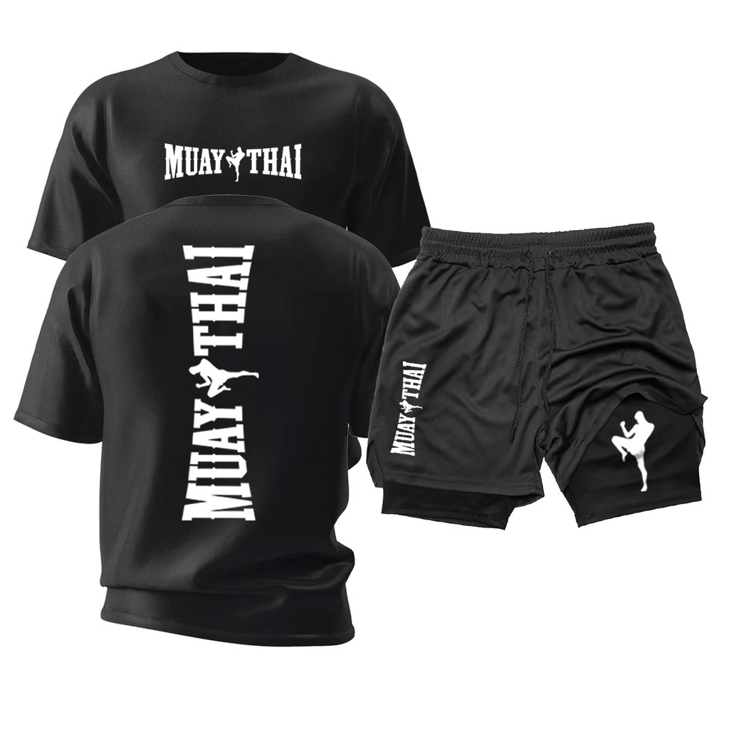 Kit Camiseta Algodão Short Dry Fit  Muay Thai  Ac