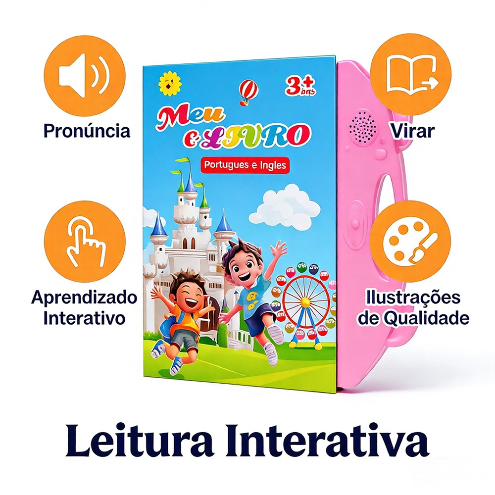 Livro Interativo com Som Infantil Bilingue PT EN  