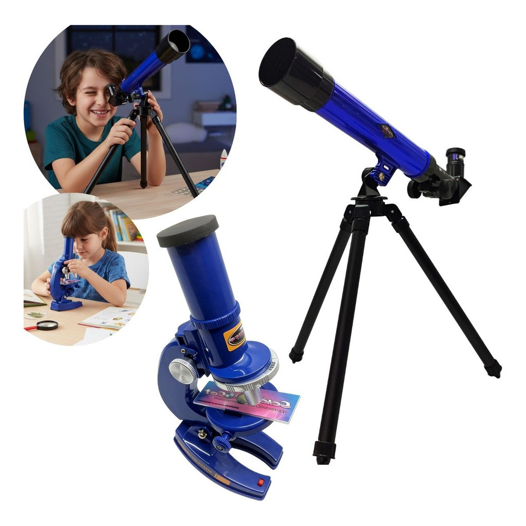 Kit Telescópio e Microscópio Infantil 2 em 1 Edu