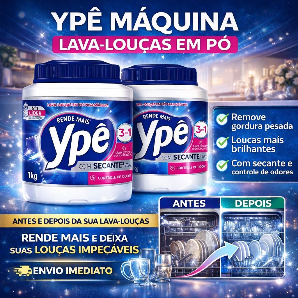 Sabão Ypê Lava Louças em Pó 1Kg para Máquina 