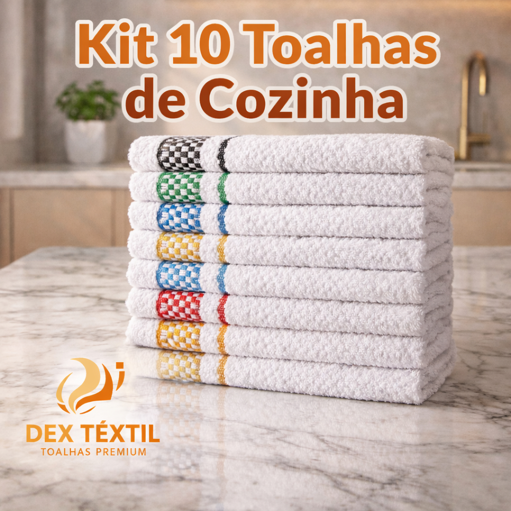 Kit 10 Panos de Prato/Copa Jacquard Premium 100% A