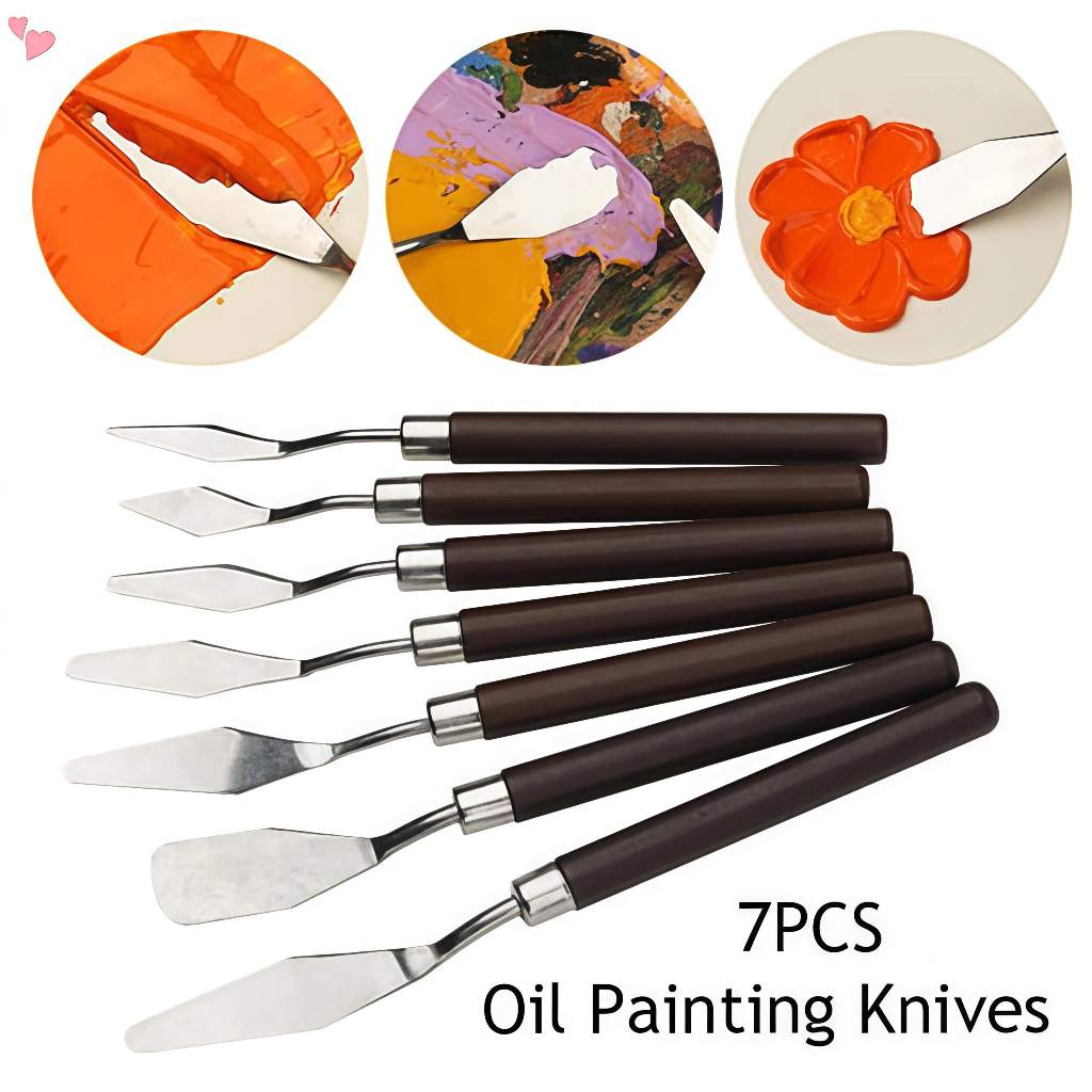 7Pcs Conjunto Faca Para Pintura A Óleo De Arte Em