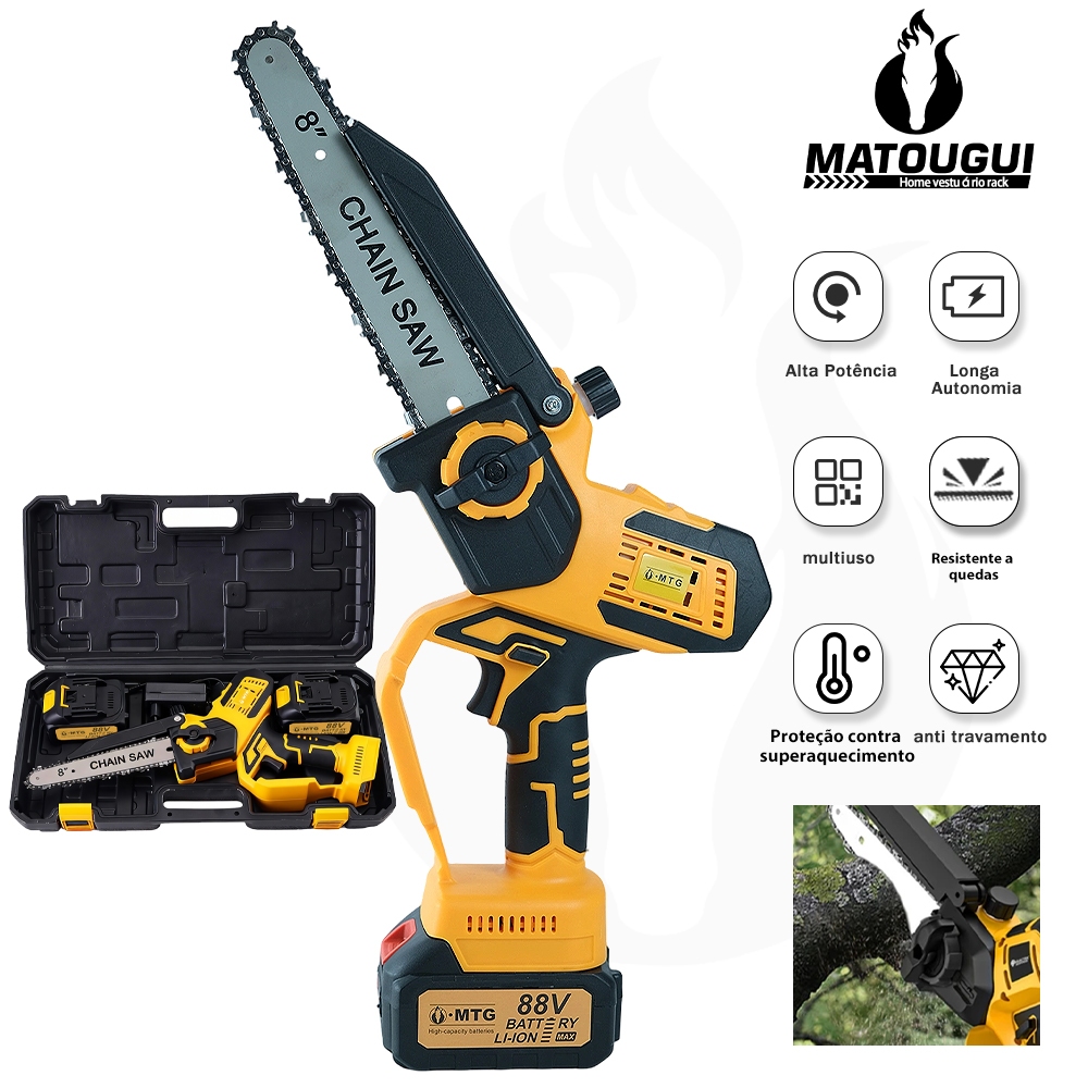 Mini Motosserra Elétrica Sem Fio Portátil 88V Br