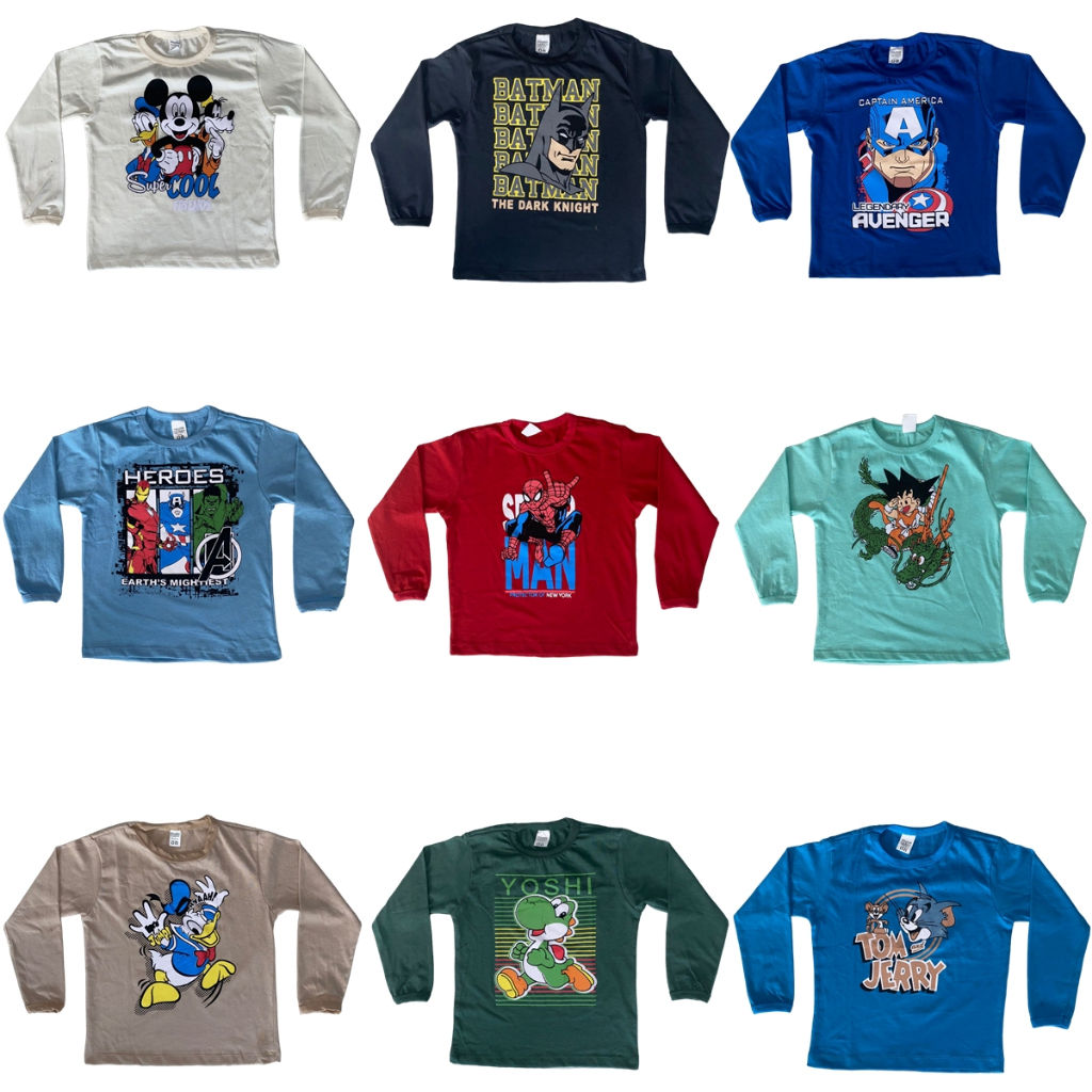 Kit 5 Camisetas Manga Longa Infantil Roupa Menino 