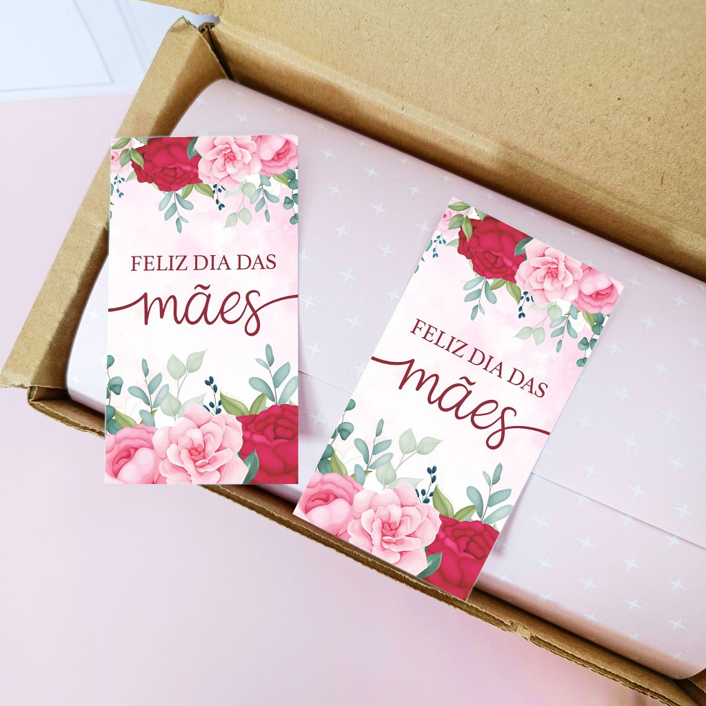 Até 200 Cartões dia das Mães Rosas 5x9cm –
