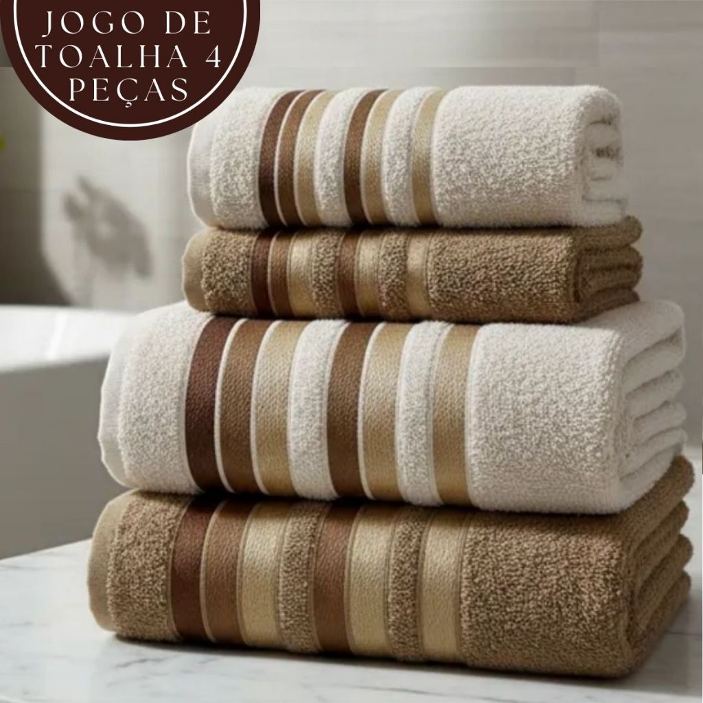 Jogo de Toalha 2 Banho e 2 Rosto 100% Algodão Exc