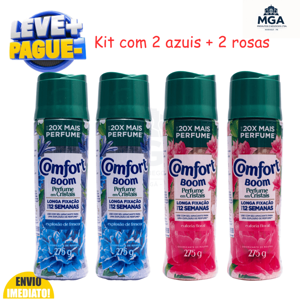 Kit Comfort Boom Perfume Para Roupas em Cristais E