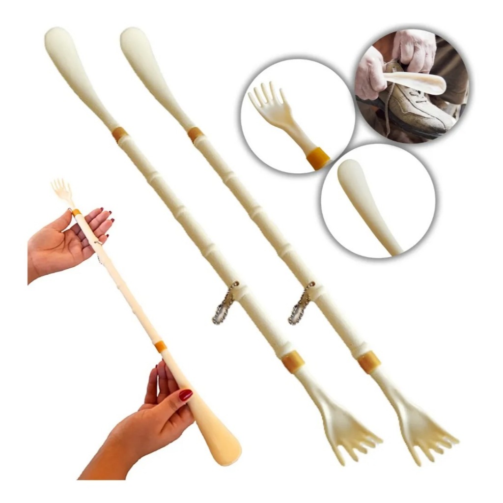 Kit 2 Calçador De Sapato Longo 49cm Prático Coç
