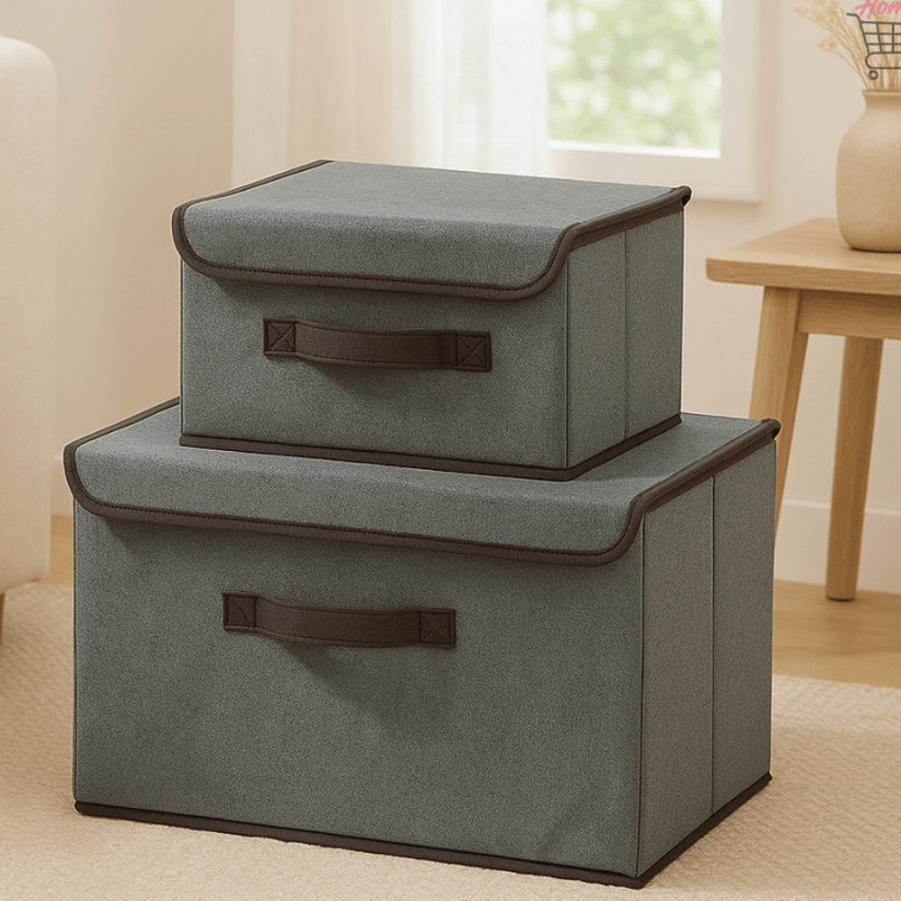 Kit 2 Caixas de Armazenamento Organizadora Tecido 