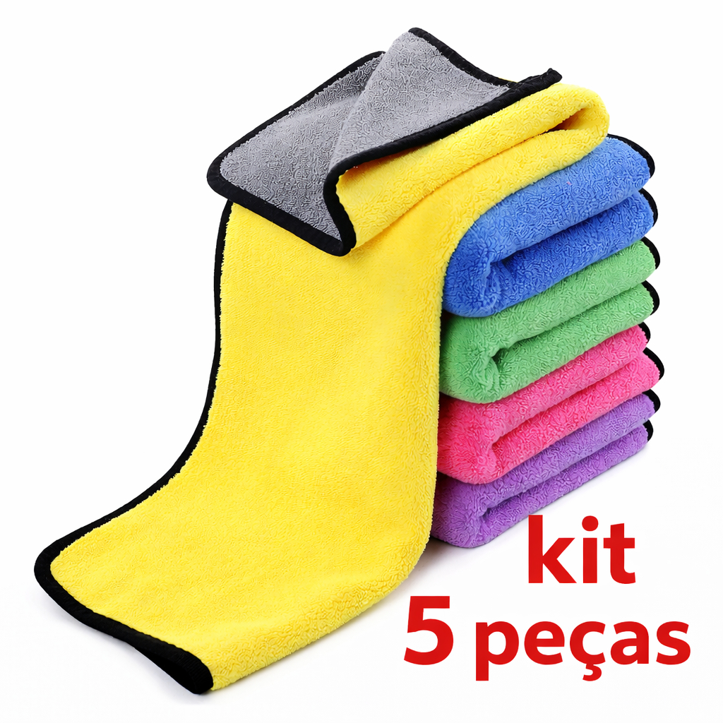 Kit 05 Pano Flanela Microfibra Automotiva Premium 