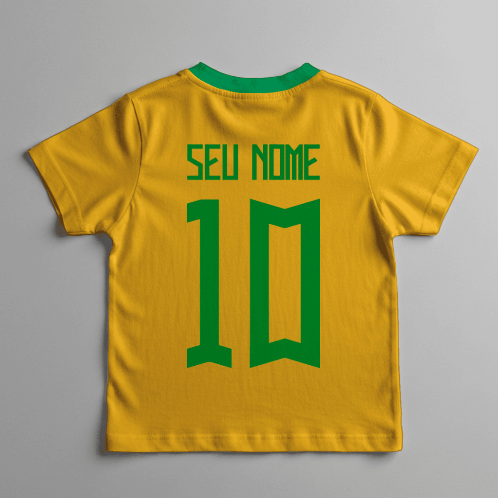 Camiseta infantil do Brasil Com seu Nome atrás Pa