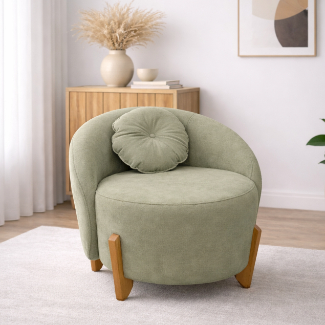 Poltrona Orgânica Com Almofada Tecido Boucle Para